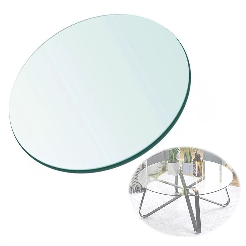 KDLKCT6 Tempered Glass Table Top,Strong Hardness,Protect The Desktop,Plate Glass,Round Glass Top 15in17in20in21in25in27in28in,Thickness: 9mm, Polished Edge (Color : Clear, Size : 58CM (23IN))
