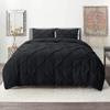 Wega Linen King Duvet Cover Set Pintuck Comforter Cover King 5 Piece Pinch Pleat Duvet Cover with 4 Pillow Shams Black view 1