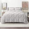 Wega Linen Twin Duvet Cover Set Pintuck Comforter Cover Twin 5 Piece Pinch Pleat Duvet Cover with 4 Pillow Shams Light Grey view 1