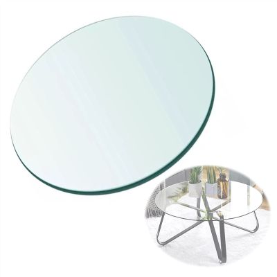 KDLKCT6 Tempered Glass Table Top,Strong Hardness,Protect The Desktop,Plate Glass,Round Glass Top 15in17in20in21in25in27in28in,Thickness: 9mm, Polished Edge (Color : Clear, Size : 5OCM(19.6IN))