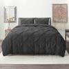 Wega Linen Twin Duvet Cover Set Pintuck Comforter Cover Twin 5 Piece Pinch Pleat Duvet Cover with 4 Pillow Shams Dark Grey view 1