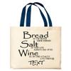 Bread Salt Wine Housewarming Gift For Women Wonderful Life Quote With Custom Text Personalized Navy Handle Canvas Tote Bag view 1