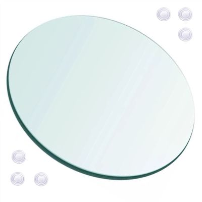 KDLKCT6 Round Glass Table Top,Strong Hardness,High Temperature Resistance,Not Fragile,Tempered Glass Table Top,Good Stability,Dining Table,Furniture Replacement Parts, 1/3" Thick
