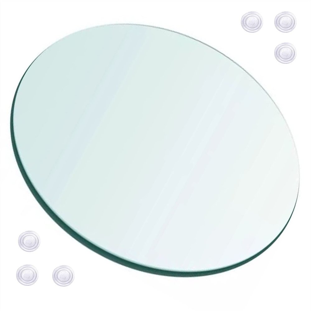 KDLKCT6 Round Glass Table Top,Strong Hardness,High Temperature Resistance,Not Fragile,Tempered Glass Table Top,Good Stability,Dining Table,Furniture Replacement Parts, 1/3" Thick