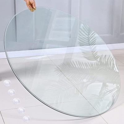 KDLKCT6 Table Top Tempered Glass 38 cm 48 cm 55 cm 68 cm 75 cm 80 cm, 18 Sizes, Thick : 9mm, Flat Edge Polish, Clear, Heat Resistant, Not Easy to Damage, Round Glass Table Top