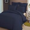 100% Pure Cotton 3 Piece Bedding Set Cotton Duvet Set Soft Bedding Collection, Cotton Simple Embroidery Solid Color, One Duvet Cover and Two Pillowcase -(King/Cal King Navy Blue) view 1
