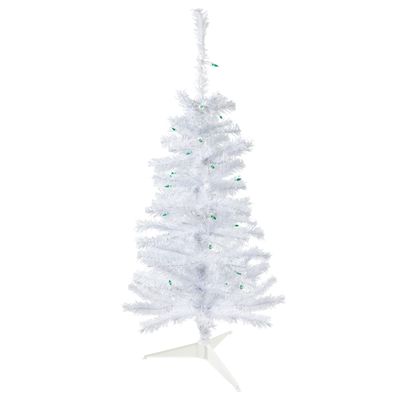 3' Pre-Lit Woodbury White Pine Slim Artificial Christmas Tree Green Lights