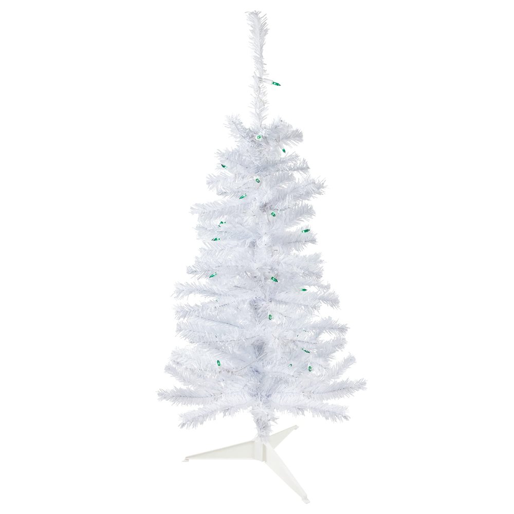 3' Pre-Lit Woodbury White Pine Slim Artificial Christmas Tree Green Lights