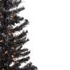 4' Pre-Lit Black Artificial Tinsel Christmas Tree Clear Lights view 4