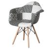 Fabulaxe Mid-Century Modern Black and White Accent Chair for Bedroom, Fabric Lined Armchair with Beech Wooden Legs view 1