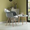 Fabulaxe Mid-Century Modern Black and White Accent Chair for Bedroom, Fabric Lined Armchair with Beech Wooden Legs view 2