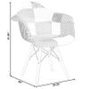 Fabulaxe Mid-Century Modern Black and White Accent Chair for Bedroom, Fabric Lined Armchair with Beech Wooden Legs view 3
