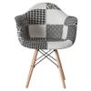 Fabulaxe Mid-Century Modern Black and White Accent Chair for Bedroom, Fabric Lined Armchair with Beech Wooden Legs view 4