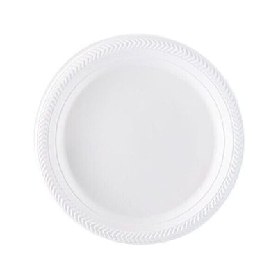 Nicole Fantini Cuisine - 9 Inches - Disposable Round White Plastic Plates For Thanksgiving - Good to use in Microwave : Perfect for Parties, Holidays, Weddings : 400 Count