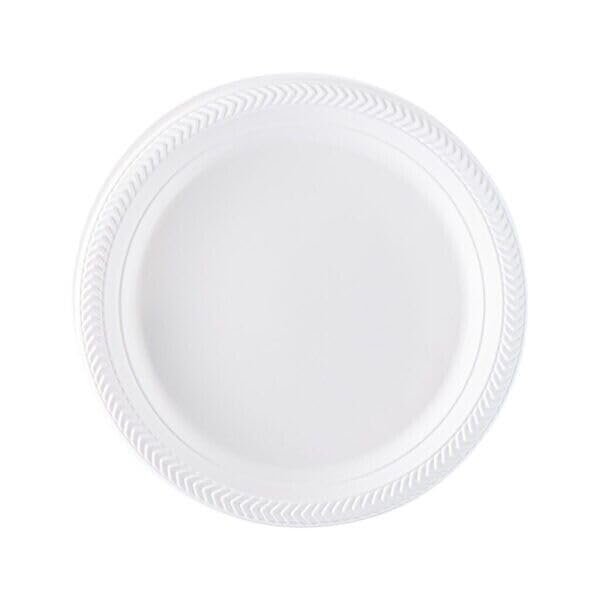 Nicole Fantini Cuisine - 9 Inches - Disposable Round White Plastic Plates For Thanksgiving - Good to use in Microwave : Perfect for Parties, Holidays, Weddings : 400 Count