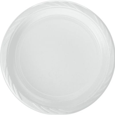 Nicole Fantini Serving - 7 Inches - Disposable Round White Plastic Plates For Thanksgiving - Good to use in Microwave : Perfect for Parties, Holidays, Weddings : 500 Count