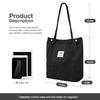 LHMTQVK Tote Women Girls, Large Capacity Corduroy Reusable Grocery Shoulder Bag with Inner Pockets,Black view 3