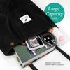 LHMTQVK Tote Women Girls, Large Capacity Corduroy Reusable Grocery Shoulder Bag with Inner Pockets,Black view 4