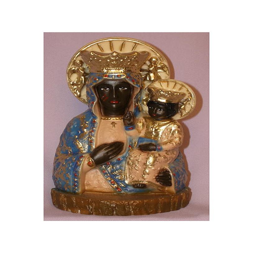 CatholicStore Our Lady of Czestochowa Statue, Hand-Painted Alabaster, 7.75", Made in Italy