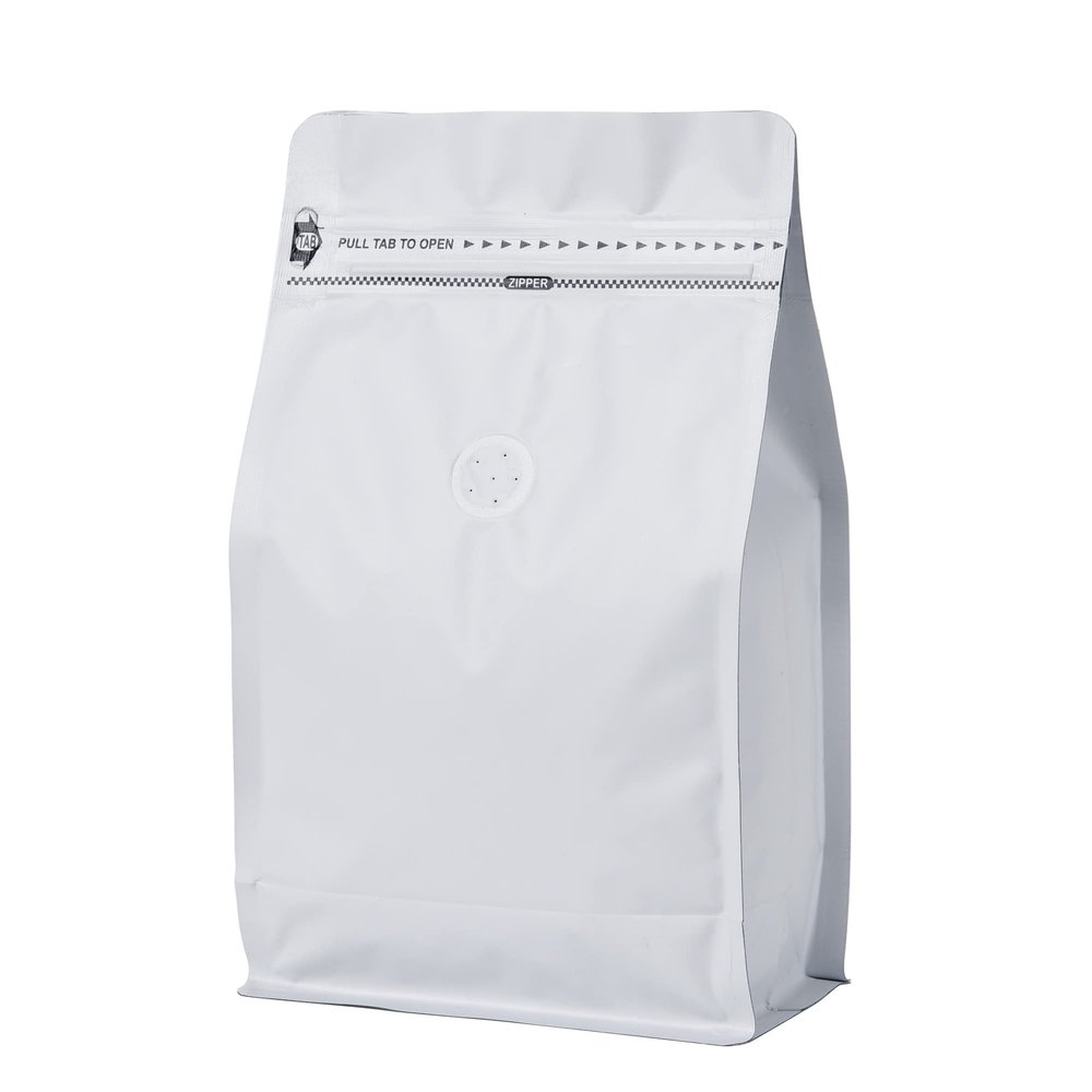 50 Pack Coffee Bags with Aluminum Foil and Degassing Valve, Resealable High Barrier Storage Bags, Odor-Proof for Coffee Beans, Stand Up Coffee Pouch, Flat Bottom (Small-8OZ, White)