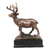 12 Point Buck Stag Deer Bronze Patinated Resin Statue W/Trophy Base view 2