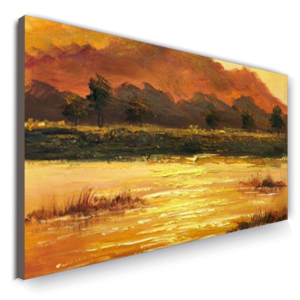 100% Hand-Painted Original Oil Painting Nature Oil Painting on Canvas Greece Mediterranean Landscape Oil Painting Abstract Wall Art 48X24in Unframed