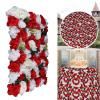 12 Pcs Artificial Flowers Wall Romantic Flower Wall for Background Decoration Silk Flower Roses Wall Panel Hanging Wedding Venue Main Road Decor Silk Flower Panels for Photo Backdrop (Red+White) view 3