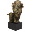 6" Tall Wild Bison and Calf Head Bust Figurine with Black Pedestal view 3