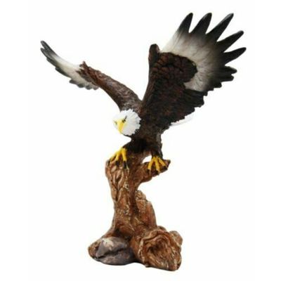 7" Tall Bald Eagle Descending On Tree Branch Decorative Figurine Resin