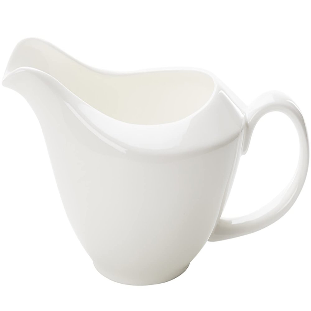 14oz Gravy Boat, Ceramic Sauce Boat for Salad Dressings, Creamer, Broth, Black Pepper, White Cream Sugar Dish (Color : White, Size : 8.0" x 3.6")