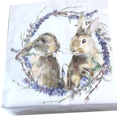 20-ct Bunny Napkins - Pretty Easter Cute Dinner & Lunch Size Cocktail Napkins - Paper for Decoupage & Vintage Style