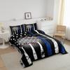 Boys Baseball Bedding Set Twin,Grunge Style Baseball Bat Basketball Softball Comforter Set for Kids Bedroom Decor,American Flag Stars Quilted Duvet,Ball Sports Game Down Comforter Warm,White Blue view 2