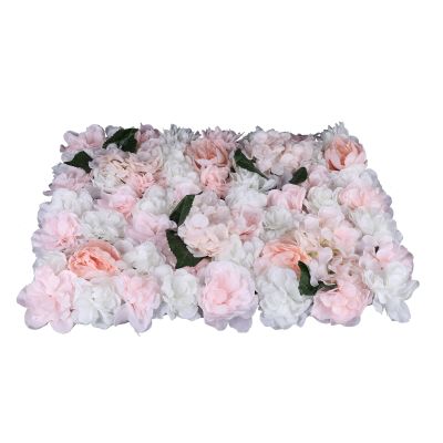 6 Pcs Artificial Flower Wall Panels 60x40cm Silk Hydrangea Wall Panel Flowers, Rose Wall Panel Artificial Flowers Wall Decor 3D Flower Wall Panel Silk Flowers(White Dahlia + Champagne Peony + Leaf)