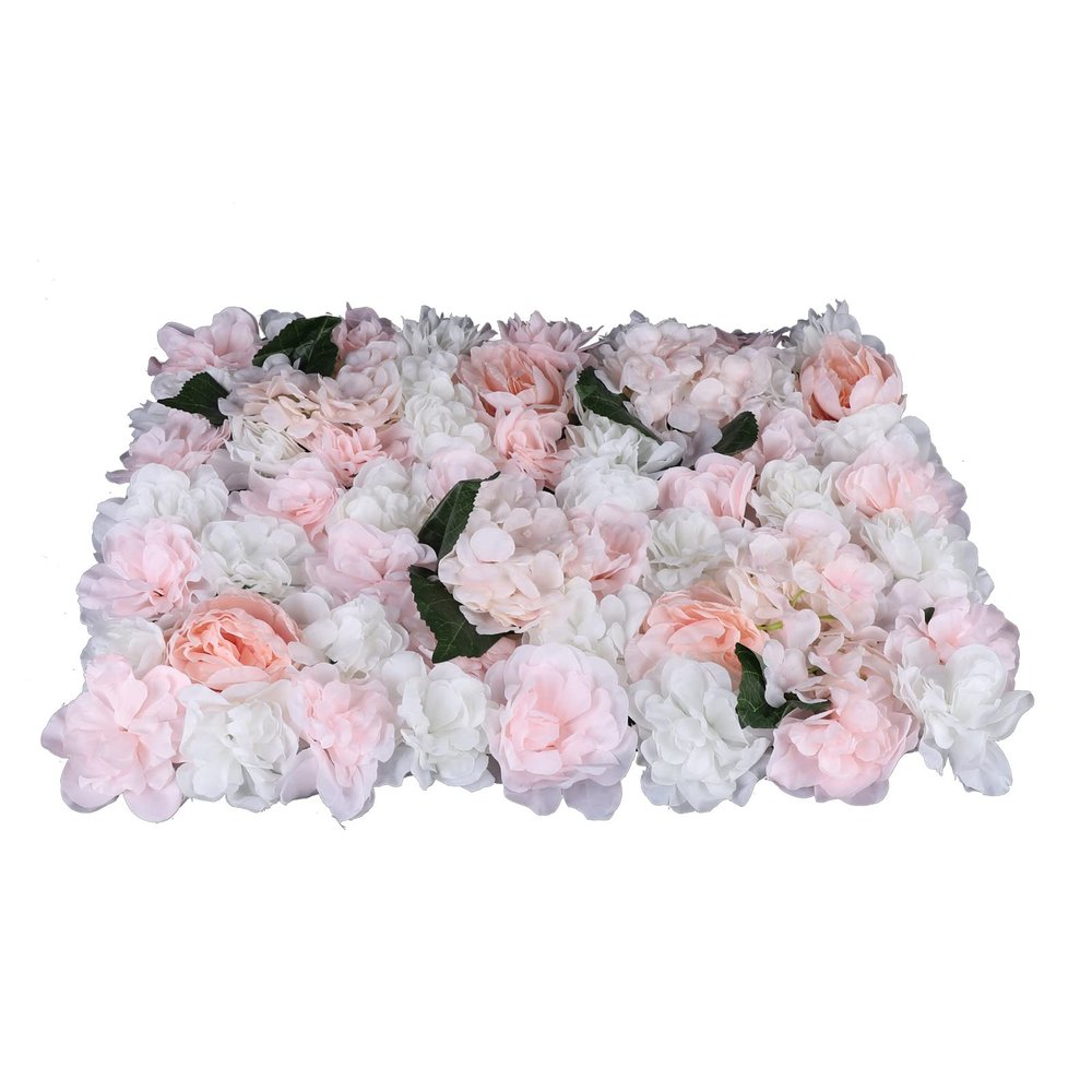 6 Pcs Artificial Flower Wall Panels 60x40cm Silk Hydrangea Wall Panel Flowers, Rose Wall Panel Artificial Flowers Wall Decor 3D Flower Wall Panel Silk Flowers(White Dahlia + Champagne Peony + Leaf)