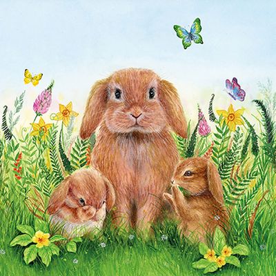 20-ct 13x13 Bunny Napkins for Decoupage Cute Bunny Family Napkins Easter Dinner Napkins Paper Bunny Paper Napkins Easter Paper Napkins Decorative Napkins for Decoupage Clearance