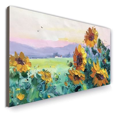 GYJAGHL Oil Painting, Abstract Oil Painting, Abstract Landscape, Original Art Abstract Large Oil Sunflower Wall Art Flower Wall Art Sunflower Art Sunflower Decor office Decoration 80X40 Unframed