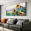 GYJAGHL Oil Painting, Abstract Oil Painting, Abstract Landscape, Original Art Abstract Large Oil Sunflower Wall Art Flower Wall Art Sunflower Art Sunflower Decor office Decoration 80X40 Unframed view 3