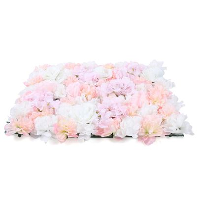 5 Pcs Artificial Flower Wall Panels 60x40cm 3D Flower Background for Wall, Light Pink Wedding Flower Decorations Wall Silk Rose Panels for Candy Wall, Photo Areas, Stage Background, 24 x16inch