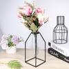 BESPORTBLE Nordic Simple Glass Vase Iron Art Vase Desktop Flower Vase with Metal Stand Hydroponic Plant Holder Test Tube Bud Vase for Home Kitchen Office Table Top Decor Black B view 2
