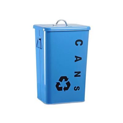 UYVI Garbage Can Trash Can Creative Square Metal Coating Recyclable Outdoor Garbage Can 40 Liters/10.5 Gallons Large Garbage Bin with Lids Best Lifestyle Items (Color : Blue)
