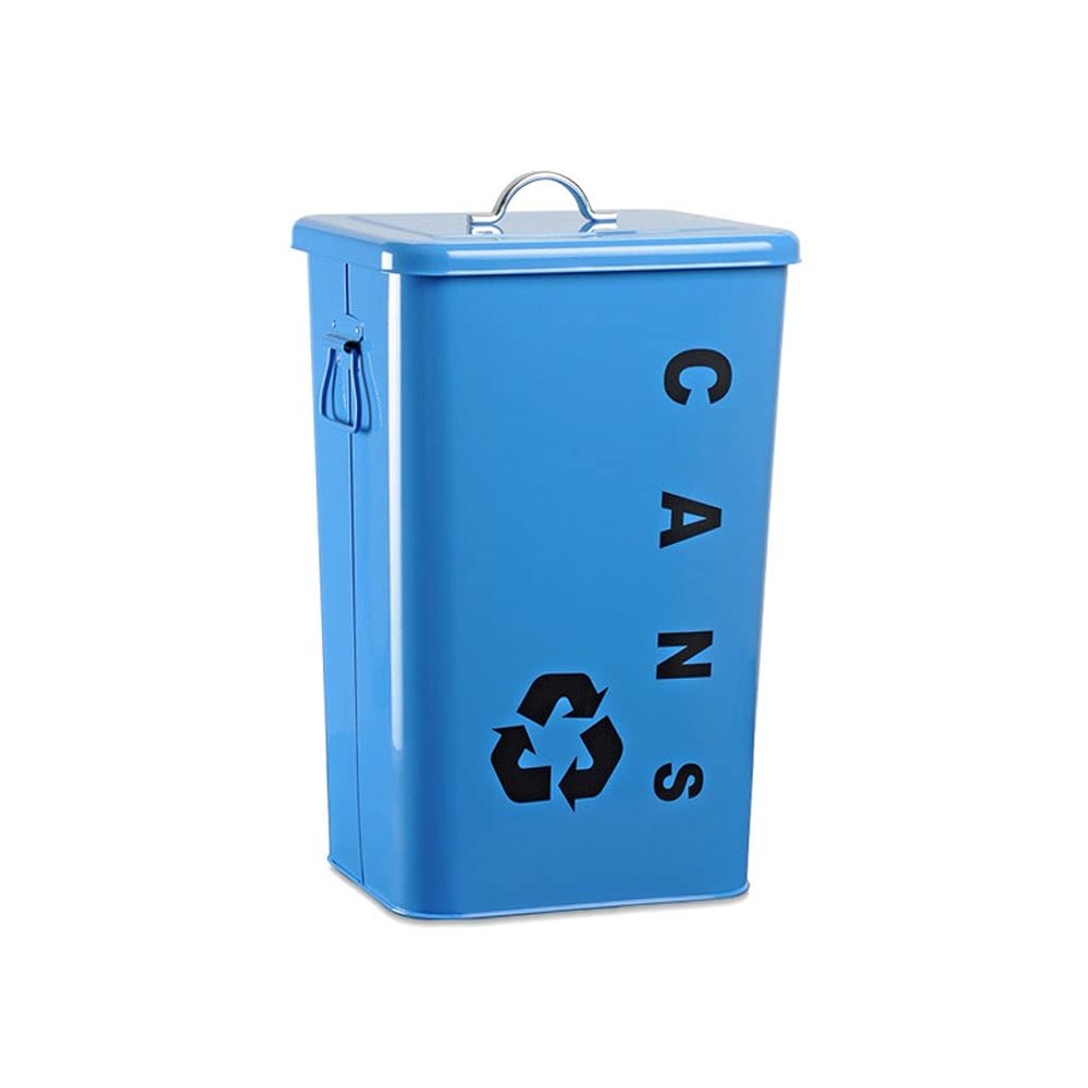 UYVI Garbage Can Trash Can Creative Square Metal Coating Recyclable Outdoor Garbage Can 40 Liters/10.5 Gallons Large Garbage Bin with Lids Best Lifestyle Items (Color : Blue)