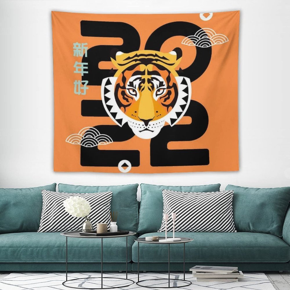 Zpic Chinese New Year Decorations 2022 Wall Tapestries for Bedroom Year of The Tiger Tapestry Lunar New Year Decorations 2022(60X90 Inches)