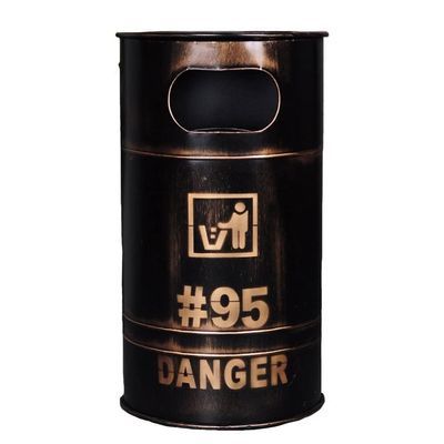 Bins Creative Industrial Style Trash Can, Vintage Metal Trash Can with Lid, Home, Hotel, Park (Size : 40x22x70cm)