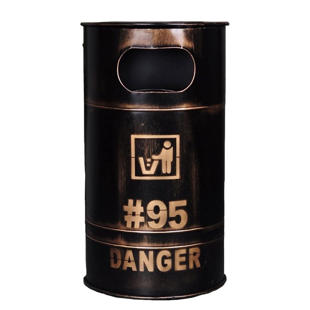 Bins Creative Industrial Style Trash Can, Vintage Metal Trash Can with Lid, Home, Hotel, Park (Size : 40x22x70cm)