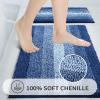 Gibelle Blue Bathroom Rugs, Luxury Chenille Bath Mat, Small Non Slip Shower Rug and Bath Room Floor Mats, Machine Washable, Quick Dry Bathmat, Soft Cozy Plush Rug for Tub, 16" x 24" view 2