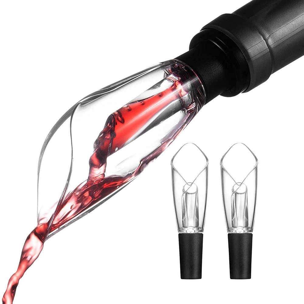 2 Pack Wine Aerator Pourer Spout Premium Wine Aerator Tulips Shaped Aerator Wine Pour Wine Bottle Aerator Pourer for Red and White Wine Lover Gift, Black