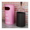Bins Commercial Large Metal Trash Can, Retro Industrial Style Outdoor Litter Box with Lid (Color : Pink, Size : 40x70cm) view 1
