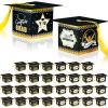 AerWo Graduation Party Favors, 30Pcs Gold and Black Graduation Gifts Bulk Grad Cap Decorations Candy Boxes for College High School Party Decorations (2025) view 1