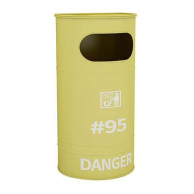 Bins Industrial Style Retro Trash Can, Creative Outdoor Trash Can with Lid, for Kitchen, Hallway, Courtyard (Color : Yellow, Size : 40x70cm)