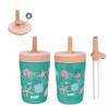 Zak Designs Shells Kelso Tumbler Set, Leak-Proof Screw-On Lid with Straw, Bundle for Kids Includes Plastic and Stainless Steel Cups with Bonus Sipper (3pc Set, Non-BPA) view 1